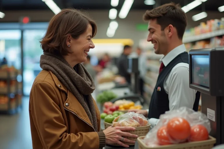 Femme d'âge moyen faisant ses courses au supermarche