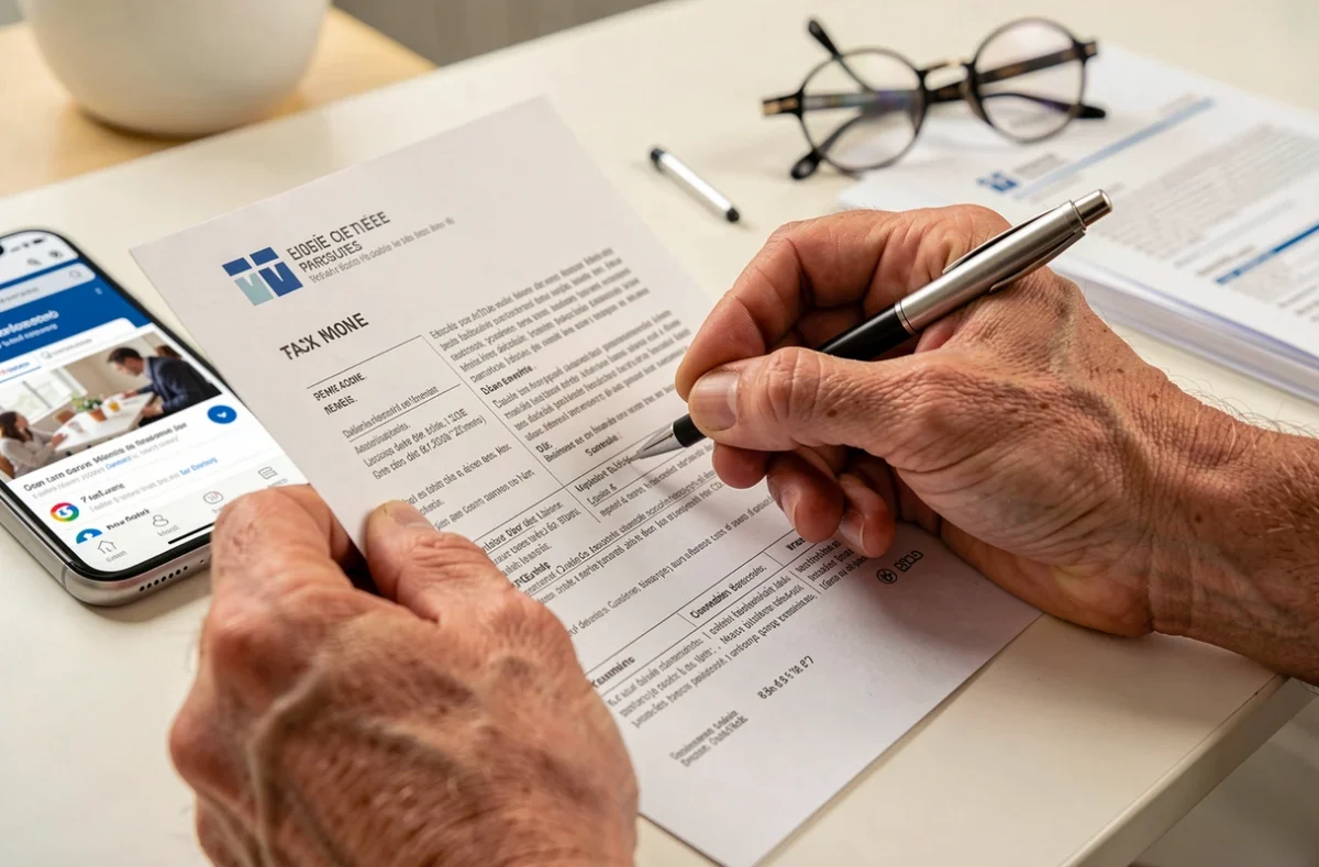 Gros plan sur un avis d'imposition et les démarches pour signaler un changement d'adresse