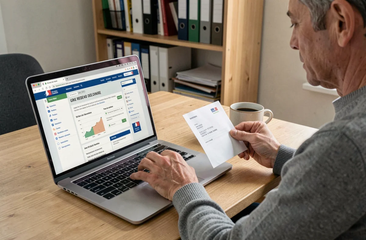 Homme déclarant un changement d'adresse sur le site des impôts en ligne