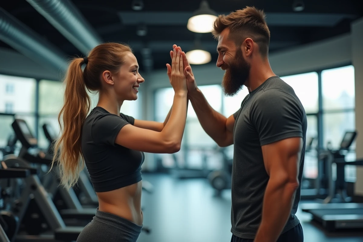 Père et fille se félicitant après l